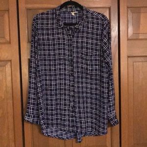 Long Sleeve Navy and White Blouse!